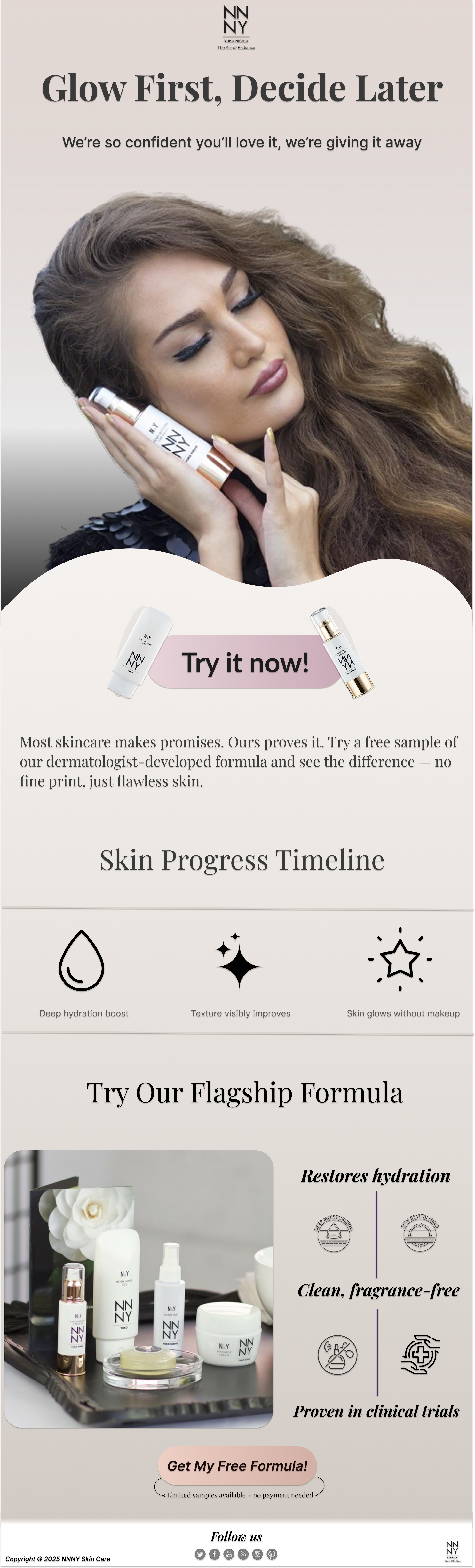 Free sample campaign email design for a skincare brand — CopySharks